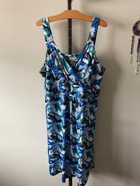 Y2K Vintage Lana Sport Abstract Surplice Geometric Dress Plus Size 3X 2000s